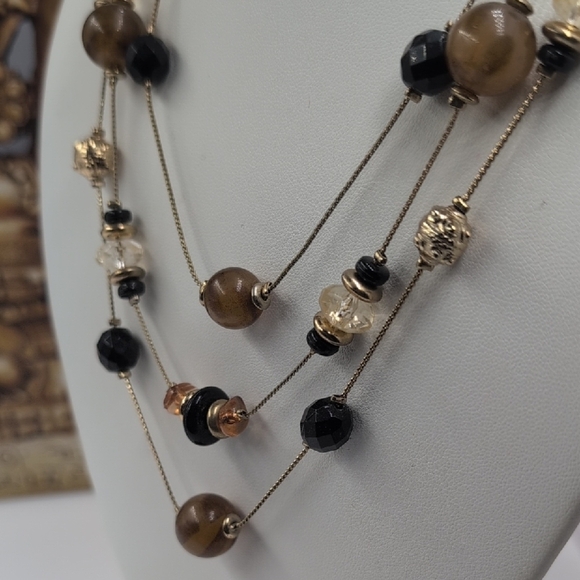 Earthy Brown and Black Bohemian Necklace with Natural Beads - Picture 3 of 6